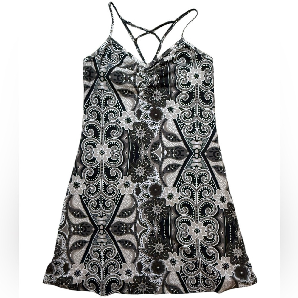 Prana Breathe Dress Black White Floral Paisley Print Size Small - Picture 4 of 6
